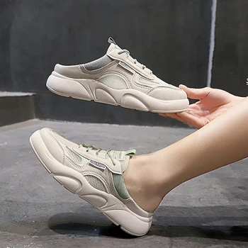2020 de la Mujer Sandalias Zapatos de Verano Plana de la Mitad de Zapatillas de Lona de los Zapatos de las Zapatillas de deporte Chanclas Zapatos Mule Zapatos de Mujer Sandalias de Tamaño 35-40