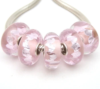 JGWG2232 5X Autenticidad S925 Plata de ley Perlas de Cristal de Murano perlas de Ajuste Europeo Encantos de la Pulsera de diy de la joyería de Murano