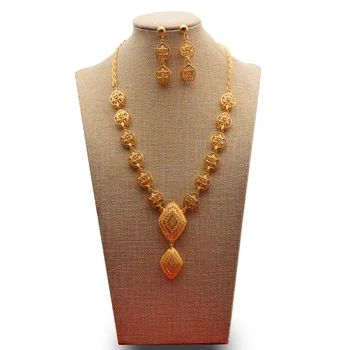 De lujo de Oro de Color de India, Dubai Collar/Pendientes/Colgante de sistema de la Joyería para las Mujeres/Chicas/de Metal de Moda África del sistema de la Joyería Regalos