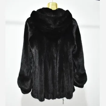 2020 señoras nuevo naturales de piel de visón abrigo con capucha, real visón abrigo de piel de invierno cálido de piel gruesa, Europeo, estilo de la calle