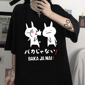 Baka Conejo Japonés Camiseta de Verano de las Mujeres Harajuku Ropa de manga Corta T-shirt