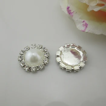 (BT83 15mm)20pcs Fabulosa Perla Blanca de Metal de las planas Botón de diamante de imitación Para las Manualidades