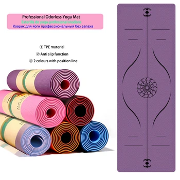 Tpe de 1830*610*6mm Gimnasio Estera de Yoga con la Posición de la Línea de Gimnasio Mat alfombra de Fitness Estera de Acupresión