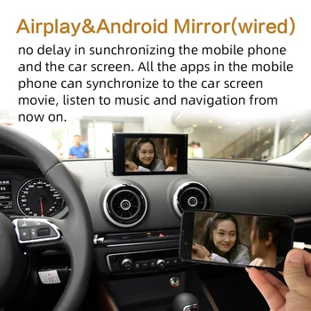 Sinairyu Inalámbrico Apple Carplay Solución para Audi A3 3G/3G MMI Original Soporte de Pantalla MirrorLink Atrás/Delante de la Cámara