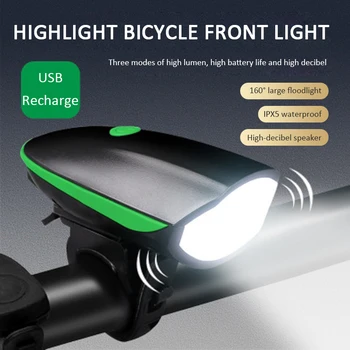Nueva MTB bicicleta claxon luces de bicicleta led luz delantera de la Bicicleta de Bell Faro de Carga USB Ciclismo Cuerno Linterna de Luz de Bicicleta h-potencia XPG