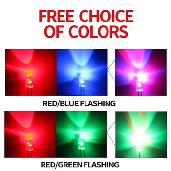 1000pcs5mmFlashing Rojo/Azul Doble flash LED Resaltar F5 Rojo/Verde de la Luz del Flash de Diodo Emisor de luz bi-Color