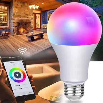 Smart Bombilla de Luz de WiFi Bluetooth E27 B22 Dimmable Función de Temporizador LED Smart de la Lámpara RGB+ Blanco Fresco+Blanco Cálido Trabajar con Alexa/Google