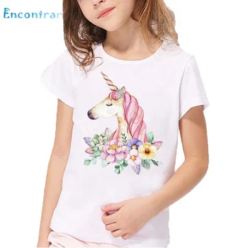 Los niños Harajuku Frotar el Unicornio de Impresión de la camiseta de los Niños del Verano camisas Blancas Niños y Niñas de dibujos animados Divertidos de la camiseta,oHKP5189