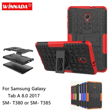 Para Samsung galaxy Tab Un 8.0 2017 caso para SM - T380 T385 Tablet Armadura caso de TPU+de la PC a prueba de Golpes Cubierta del Soporte capa