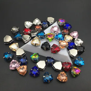 12mm 50pcs/caja de Cristal de Grasa Triángulo de coser en garra de diamantes de imitación en la garra de ajuste de Vidrio, Cristales de Múltiples Colores para la Fabricación de Joyas