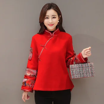 El Cheongsam chino Tops para Mujer Abrigos de Invierno 2020 Otoño de Año Nuevo Traje Chino de Ropa de Moda de Shanghai Tang Ropa