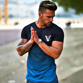 2019 Nueva Marca de Ropa Gimnasios Apretada camiseta de Algodón de Fitness de Mens T-shirt Homme Gimnasios Camiseta de los Hombres de la Aptitud de Verano Camisetas Tops
