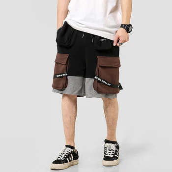 2019 verano nuevos pantalones de Moda de los hombres de Alta Calidad de Hip Hop casual elástico jogger cortos Multi-bolsillo de la costura de los hombres pantalones cortos de 5XL