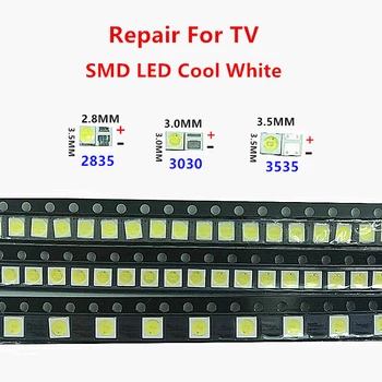 100PCS 6V 2835/3030/3535 Kit de SMD LED Lámpara de Perlas de 3V de Reparación PARA la TV con Retroiluminación Led de la Lámpara Código Blanco