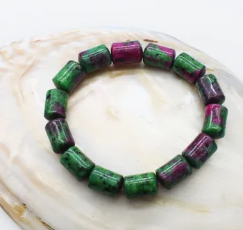 Rojo verde jade pilar 10*14 mm pulsera 7.5 pulgadas FPPJ mayorista de perlas regalo de la naturaleza