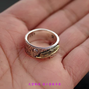 Tailandia importación de joyería de los hombres anillos de oro de la pluma de retro 925 anillo de plata