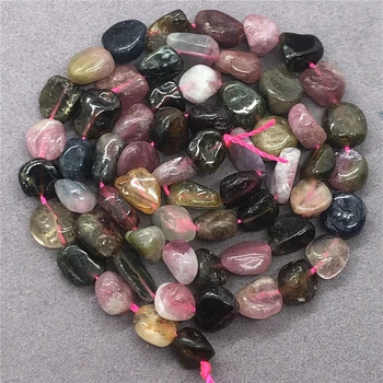 Colorido Turmalina Perlas Naturales de Piedra Suelta Irregular de Grava de BRICOLAJE Plana