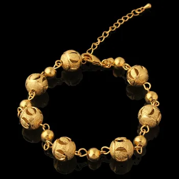 De las mujeres de la Joyería de 18 K 18ct oro Amarillo GF RONDA Cordón con Cuentas pulsera de 7.8 pulgadas AJUSTABLE de la cadena de Extensión