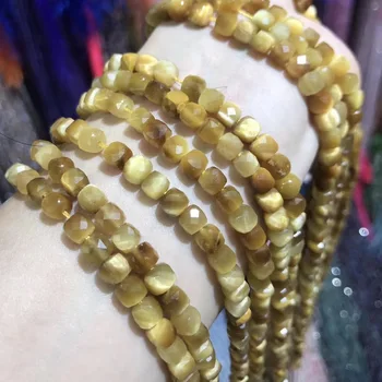 La Piedra Natural con Cuentas Facetadas de Oro de Obsidiana en Forma de Cuadrado Suelta Perlas Para la Joyería DIY Collar Pulsera Accesorios de 5x5mm