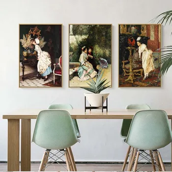 Decoración casera de la Pared del Arte de la Lona Cartel Dormitorio Impresión en Lienzo Pinturas de estilo Europeo palacio de la pintura de la vida de las damas de la nobleza
