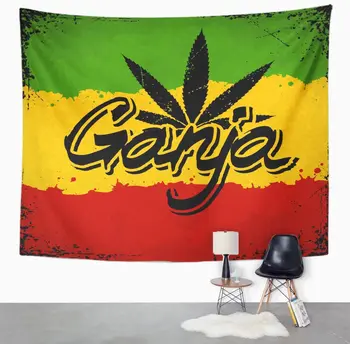 Negro Rasta Ganja Letras de Marihuana Hoja y Rastafari Grunge Verde Reggae Positivo Galería de Decoración para Colgar en Pared