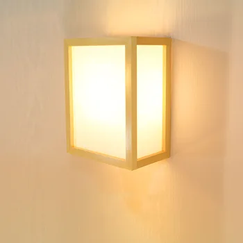 Moderno minimalista creativo Japonés de madera de color sólido de madera de pared led de la lámpara de la habitación de Hotel de tatami de madera de la lámpara