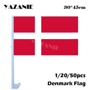 YAZANIE 30*45cm 1/20/50pcs Dinamarca danés Personalizada de la Ventana de Coche Banderas y las Banderas Nacionales de los Países del Mundo Decorativo Banderas al aire libre