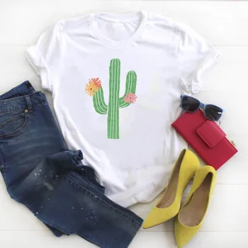 Las mujeres de la Camisa de Mujer de plantas de Cactus son amigos Kawaii TeesTop Ropa de Damas de Manga Corta Gráfico Impreso Camiseta Mujer camiseta