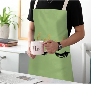 FYMX Lindo Pestañas Faldas Para Mujer de la Carta de Impresión Delantal de Cocina Para Casa de Familia las Herramientas de Limpieza.