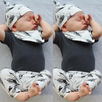 2020 de la Moda de verano, ropa de bebé niño de manga corta de Plumas patrón lindo bebé mono recién nacido ropa de bebés mono