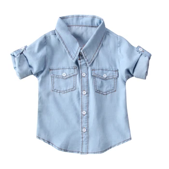 Bebé Niño Unisex Niños Niño Niña Camiseta Azul Trajes De Caballero De La Camisa De Otoño De Manga Larga De Los Niños Niños Niñas Tops Ropa