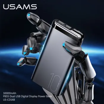 USAMS 10000mAh Banco de la Alimentación por Usb Dual de Tipo C Puertos Powerbank De Xiaomi 10/iphone 11/Huawei P40 Móvil de la Batería Externa del banco del Poder