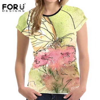 FORUDESIGNS 2021 de la Moda de la camiseta de las Mujeres de la Mariposa de la Impresión de la camiseta de la Maravilla de las Mujeres Harajuku parte Superior de la Miel camiseta Casual de Primavera camiseta S-XXL