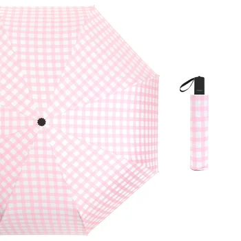 La moda de Plegado Paraguas de la Lluvia de las Mujeres de la tela Escocesa de Impresión a prueba de viento Paraguas Plegable de la Lluvia para los Hombres Portátil Impermeable de Viajes Paraguas