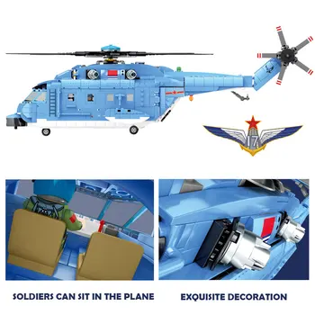 SEMBO Helicóptero de Combate Bloques de Construcción del Modelo de Ciudad Militar Creador Avión del Ejército Piloto Figura Avión Juguetes Ladrillos de Regalos para Niños