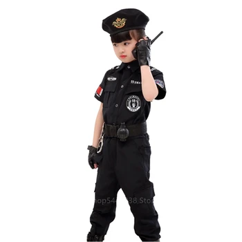 Los Niños De Halloween De Tráfico De La Policía Especial De Trajes De Niños Chicos Ejército De Policías Cosplay Conjuntos De Ropa De Fiesta De Carnaval De La Policía De Uniforme