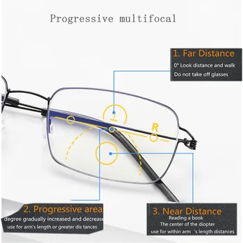 Aleación de titanio multifocal progresiva gafas de Lectura Anti-Luz Azul de la presbicia y lentes ópticos marco de corea Ningún Tornillo Gafas