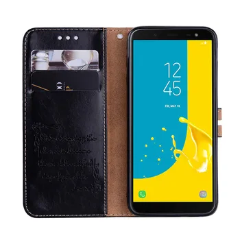 Para Samsung Galaxy J6 2018 en el Caso de Samsung J6 2018 Caso Flip de Lujo Cartera de Cuero Cubierta de la caja del Teléfono Para Samsung Galaxy J600F Caso