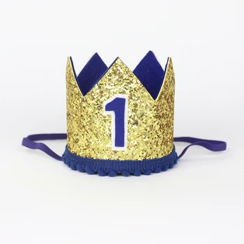 Primer Cumpleaños Sombrero 1er Niño del Cumpleaños de la Corona de los Chicos de la Fiesta de Cumpleaños Decoración de la Corona de Un Año de Edad Brillo Sombrero 1 de la Torta de la Corona de Oro