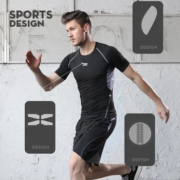 2021 Compresión deporte trajes de los hombres de chándal de deporte de secado rápido de ejecutar conjuntos de ropa de corredores de entrenamiento de gimnasio fitness entrenamiento conjunto