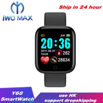2020 Y68 Reloj Inteligente Hombres Mujeres Fitness Tracker Heart Rate Monitor de Presión Arterial D20 Deporte Smartwatch Reloj Para Android IOS
