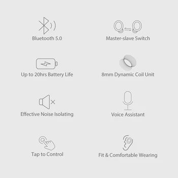 Blackview AirBuds 2 TWS Auriculares Bluetooth 5.0 Auriculares Auriculares de Caja de Carga de Auriculares Inalámbricos Impermeable Auriculares Con Micrófono.