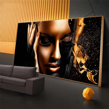 Arte moderno de Oro Negro Mujer Desnuda Pinturas en Lienzo Africano, Arte de la Pared Carteles y Grabados Escandinavos Imágenes para la Sala de estar