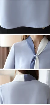 Moda Mujer Blusas 2021 pajarita V-cuello de la Oficina de las Señoras Tops de Manga Larga de la Gasa de la Blusa de las Mujeres Tops de Mujer Tops Y Blusas C35