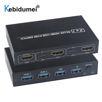 2-Puerto HDMI-compatible con USB KVM 4K Conmutador de Splitter Para compartir Monitor Teclado Y el Ratón de Adaptación EDID / HDCP Impresora