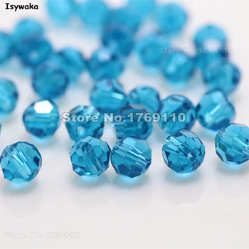 Isywaka 100pcs Color Verde Azul 6mm Ronda Facetas Austria Perlas de Cristal de Cristal Perlas Sueltas Espaciador de Bolas para la Fabricación de la Joyería de BRICOLAJE