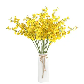 El baile de la Orquídea Falso Flor 95cm Amarillo de las Flores de Jazmín de Invierno de Flores Artificiales Para el Hogar de Plástico Bouquet Único de pavo real de la Seda, Pero