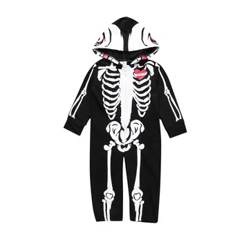 RP-202 Halloween New Kids Niños Niña Niño Niños Overol Con Capucha Cráneo Esqueleto Deslizadores Mono Pijama de ropa para Bebes