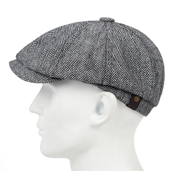 Nueva moda plaid boina clásico versátil con un poco de elástico sombreros de moda de tres boina de los hombres casual sombrero de alta calidad de las tapas