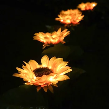 10pcs de Girasol Solar de la Luz LED del Césped de la Lámpara al aire libre Impermeable de Flores de la Lámpara para el Patio-Jardín de Césped Iluminación de la Decoración del Ambiente